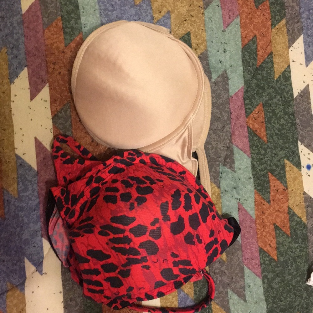 TWO bras nude and red